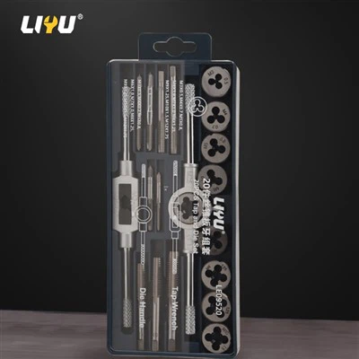 Paip dan mati set manual 20 keping mengetuk sepana, mati dan wiper mengetuk skru thread alat